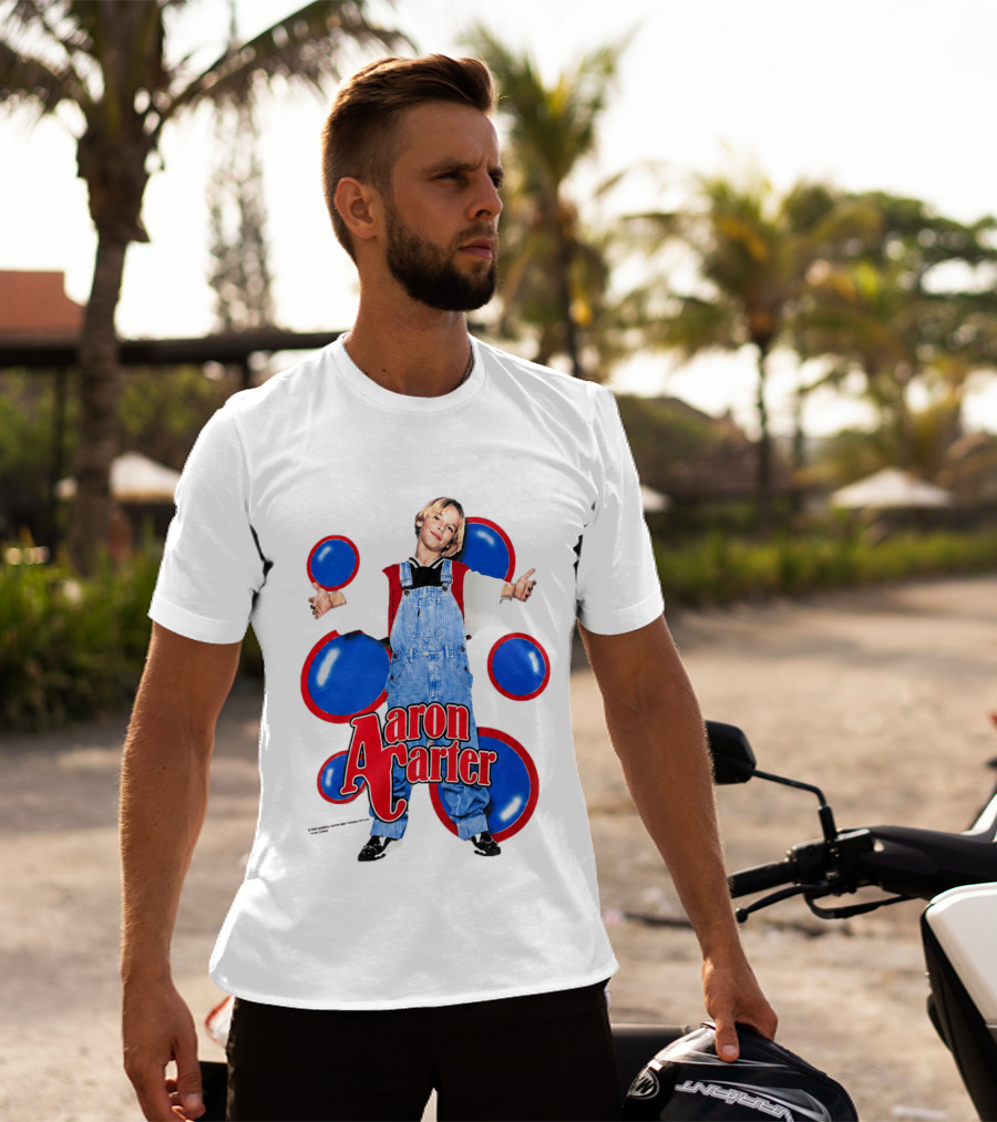 Aaron Carter Overalls Blue Red Circles Fashion T-Shirt
