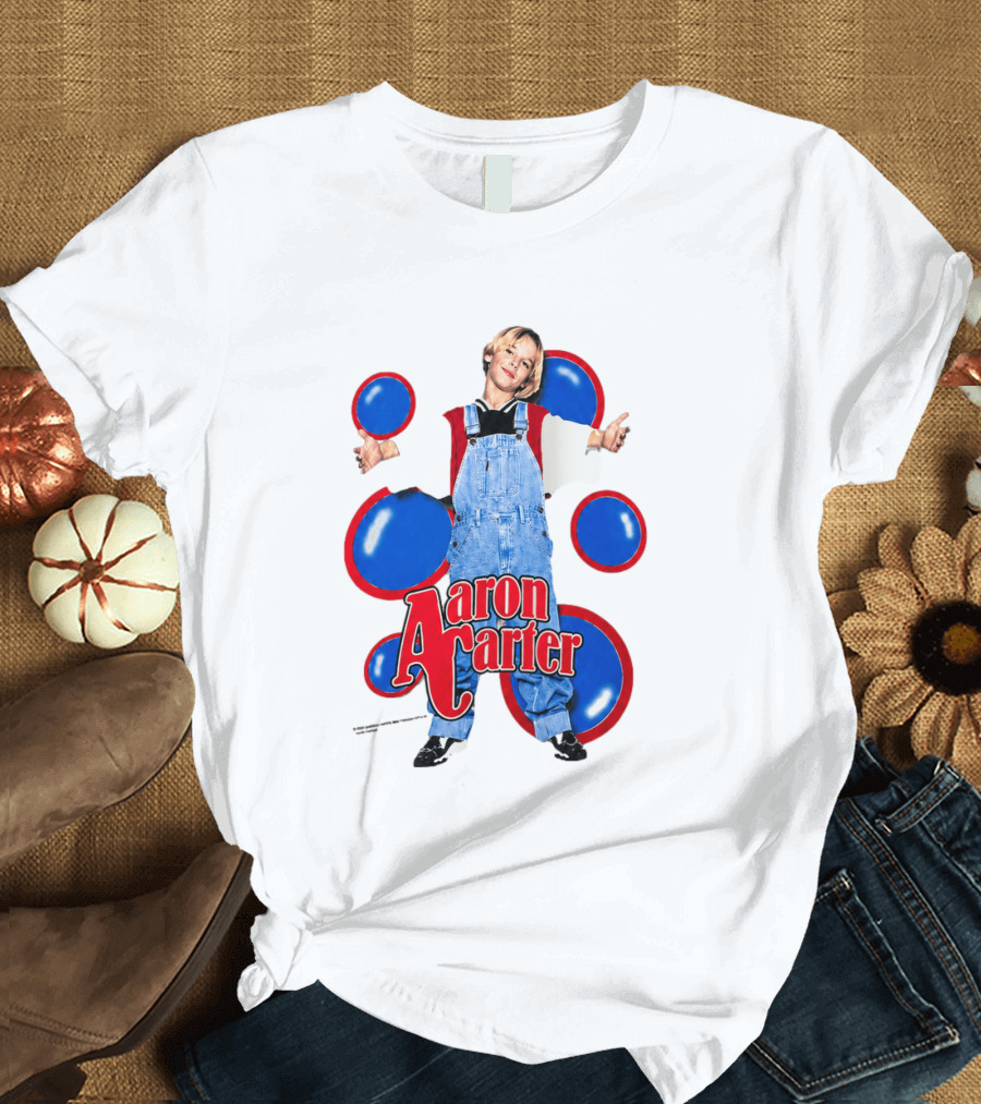 Aaron Carter Overalls Blue Red Circles Fashion T-Shirt