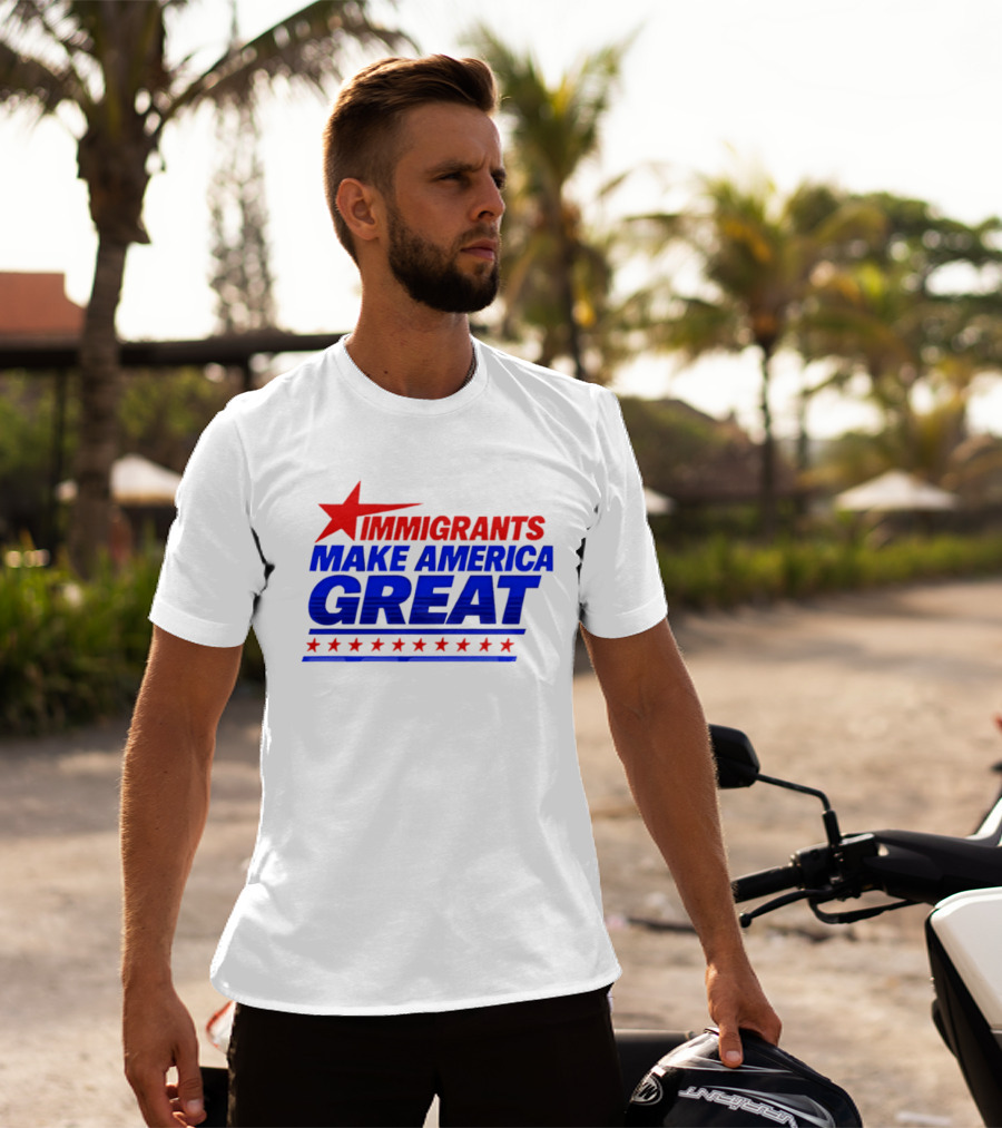 Immigrants Make America Great Red Star Political Message 2026 T-Shirt