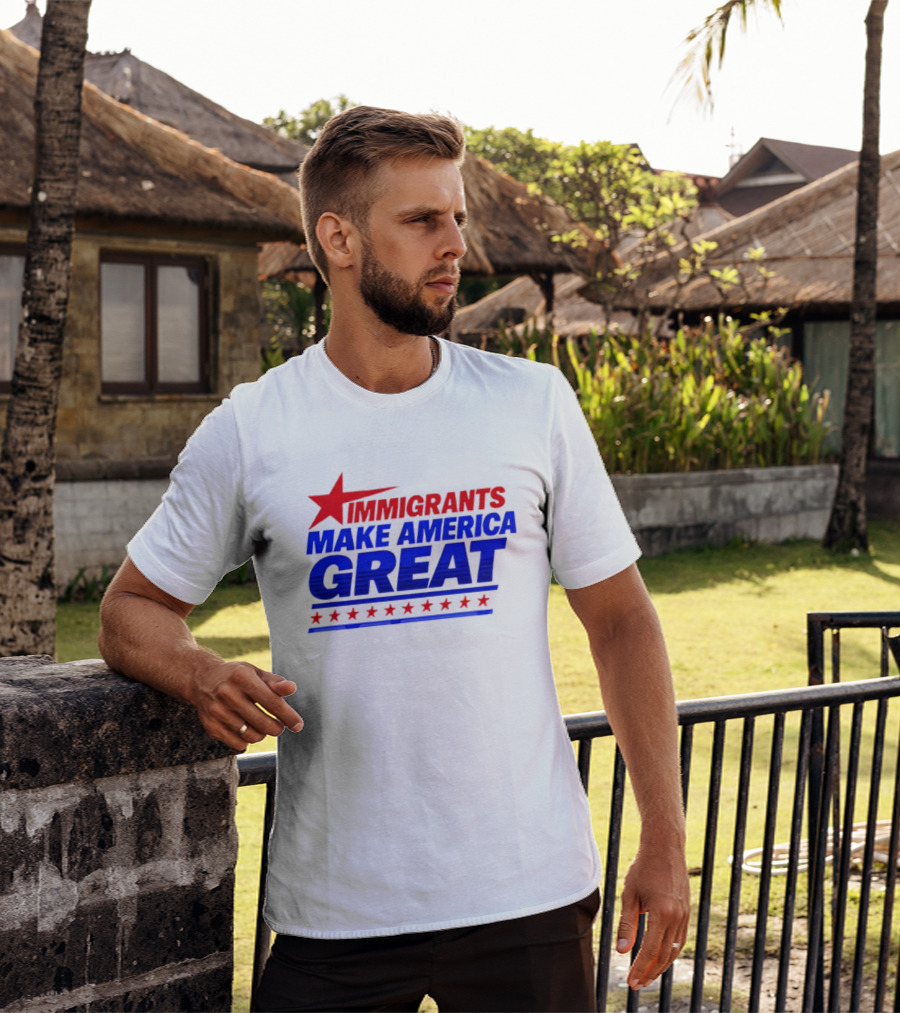 Immigrants Make America Great Red Star Political Message 2026 T-Shirt