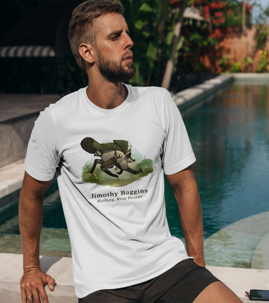 Jimothy Baggins Halfling Ring Bearer Raccoon Adventure T-Shirt