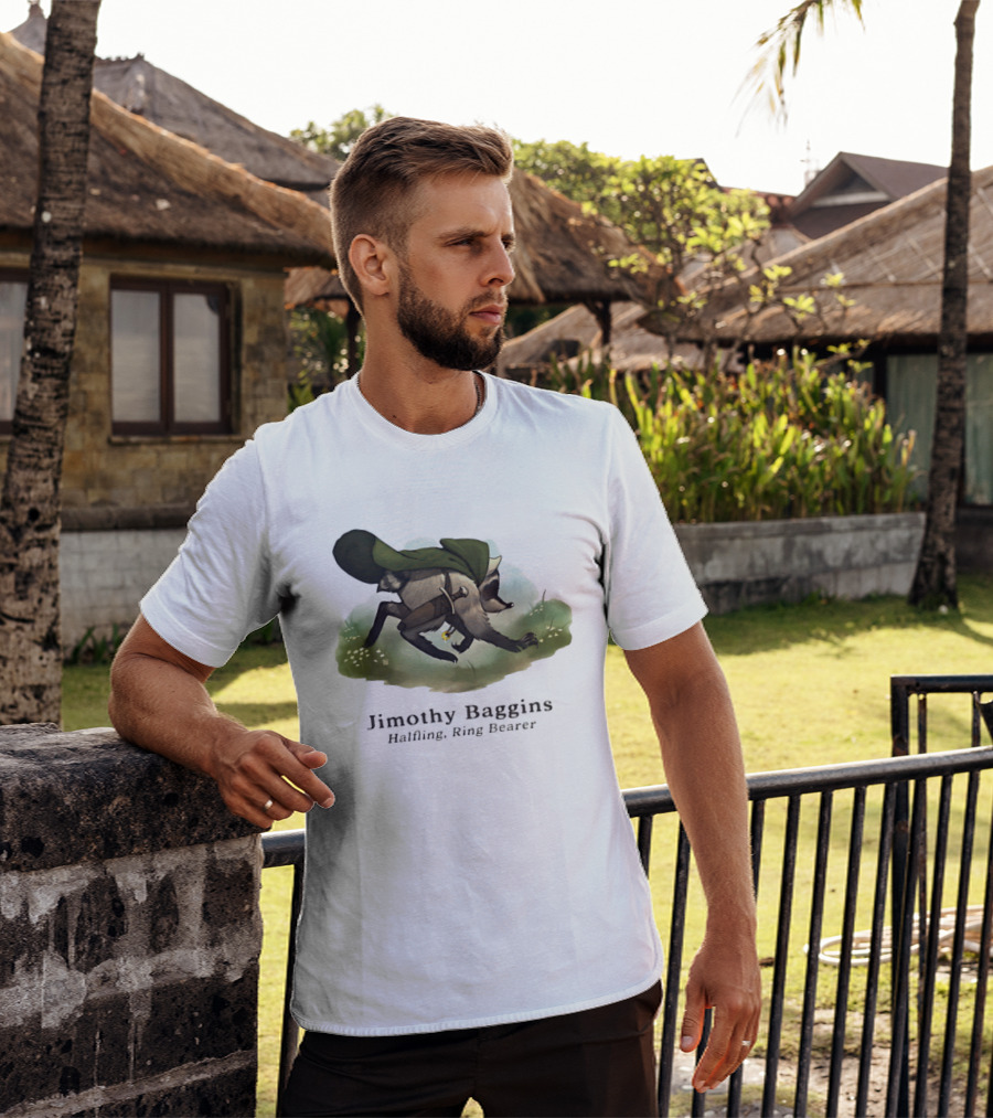 Jimothy Baggins Halfling Ring Bearer Raccoon Adventure T-Shirt