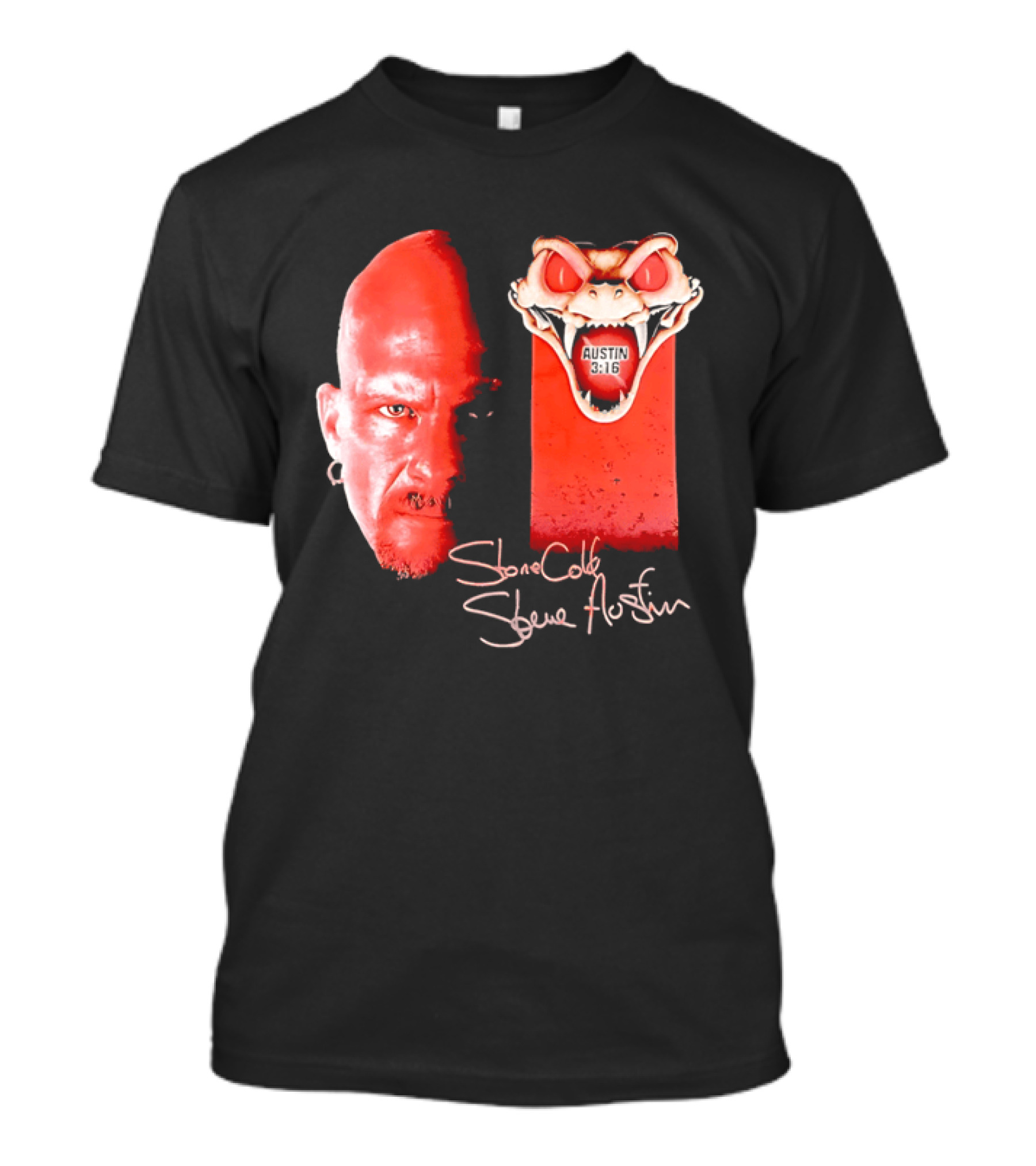Austin 3 16 Stone Cold Steve Red Rattlesnake Head Signature T-Shirt