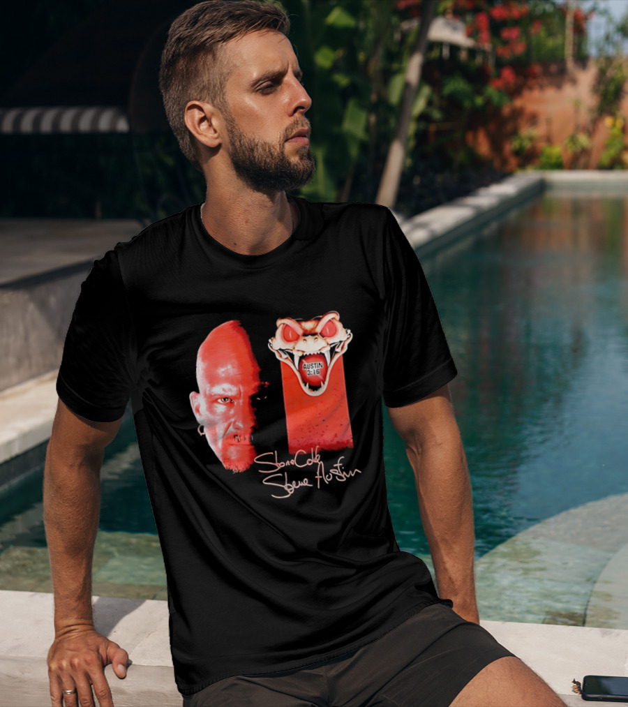 Austin 3 16 Stone Cold Steve Red Rattlesnake Head Signature T-Shirt
