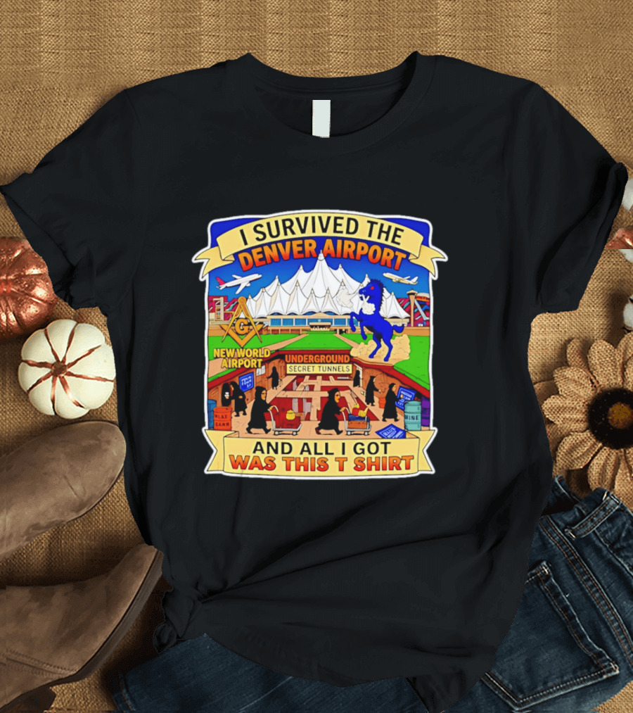 I Survived The Denver Airport Underground Secret Tunnels New World And All I Got Was This T T-Shirt
