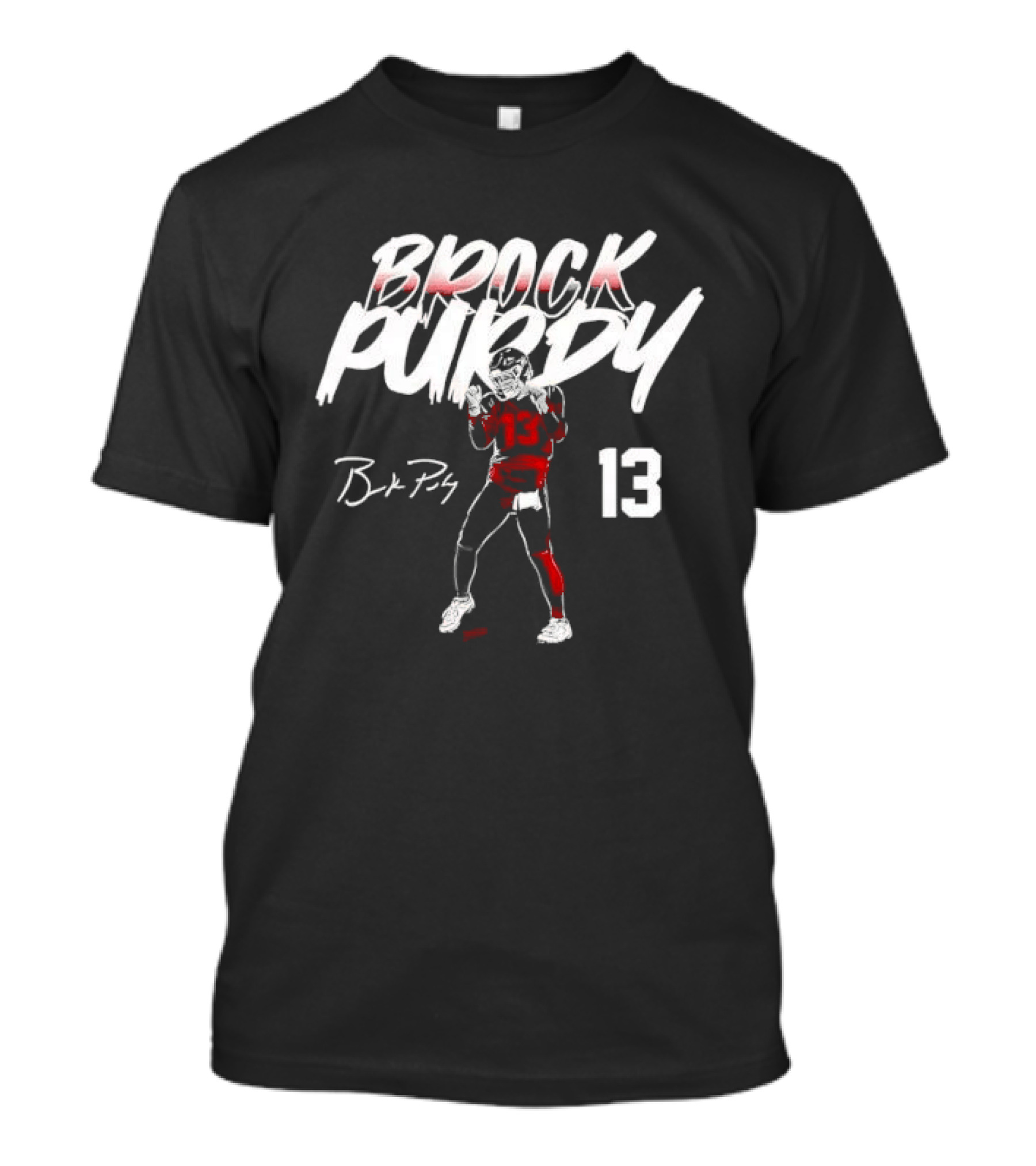 Brock Purdy 13 Quarterback Signature Brushwork Figure T-Shirt