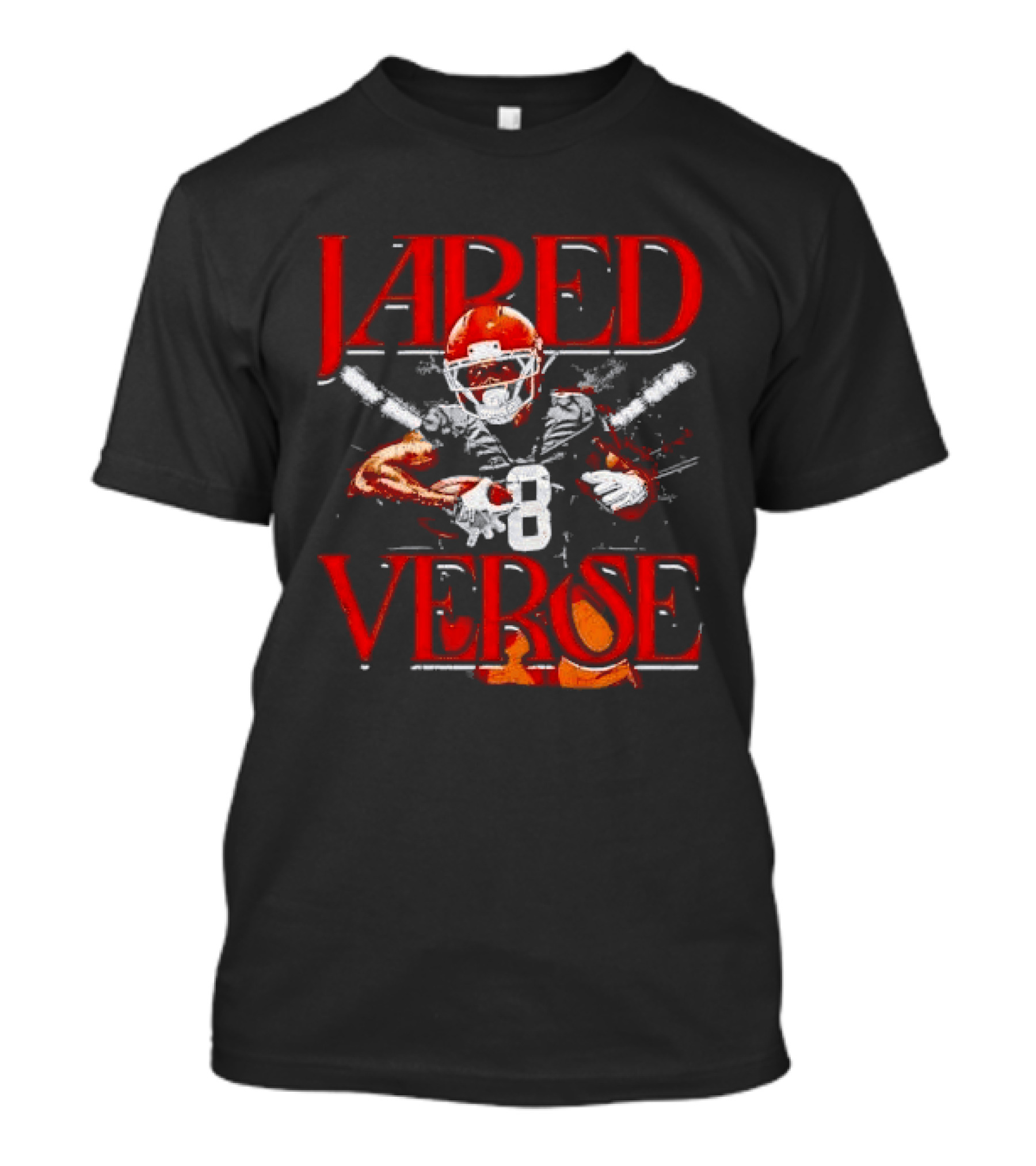 Jared Verse Number 8 Football Player Carrying Ball Distressed Bootleg T-Shirt