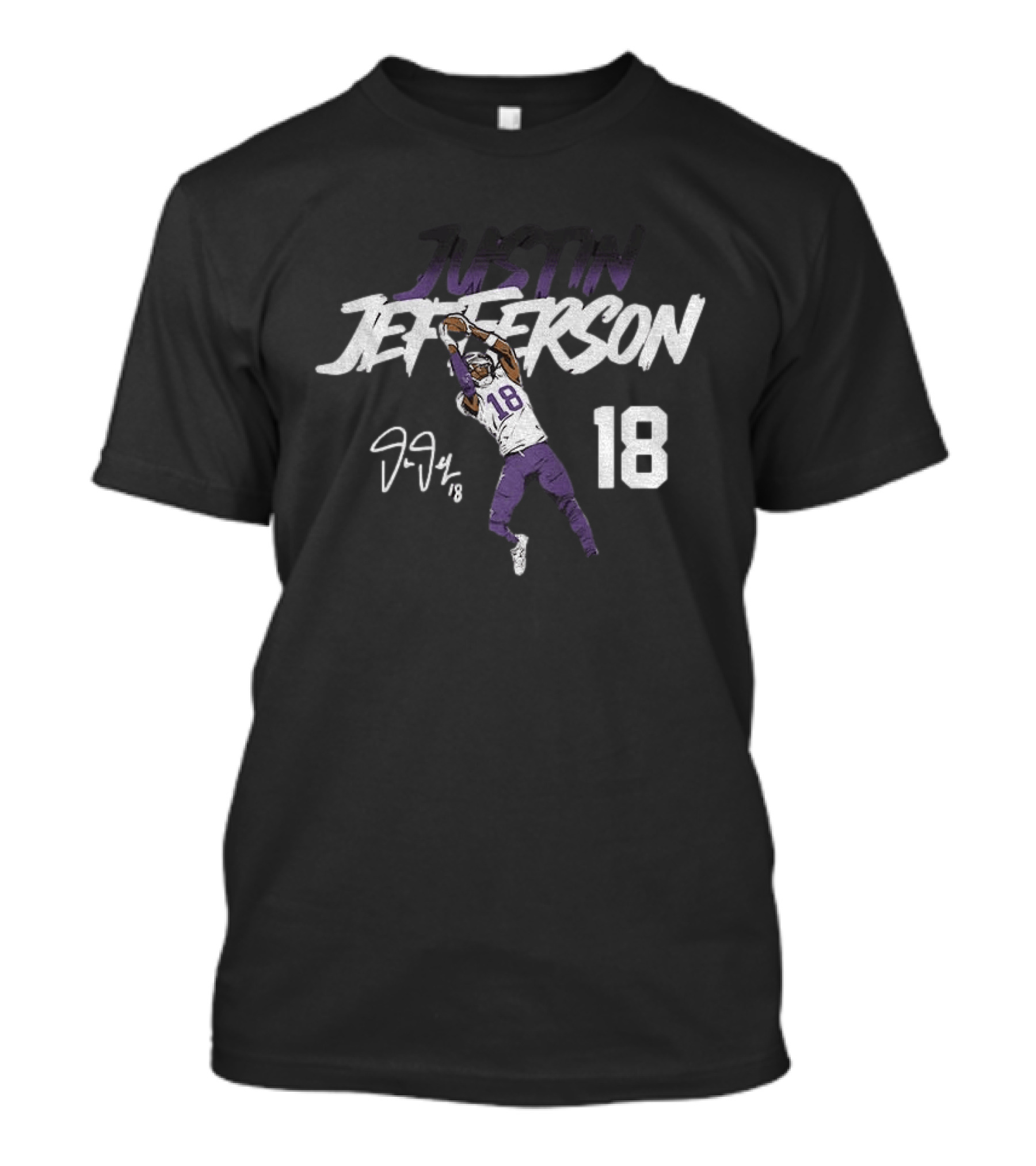 Justin Jefferson 18 Minnesota Vikings Football Star Catch NFL Player Signature T-Shirt