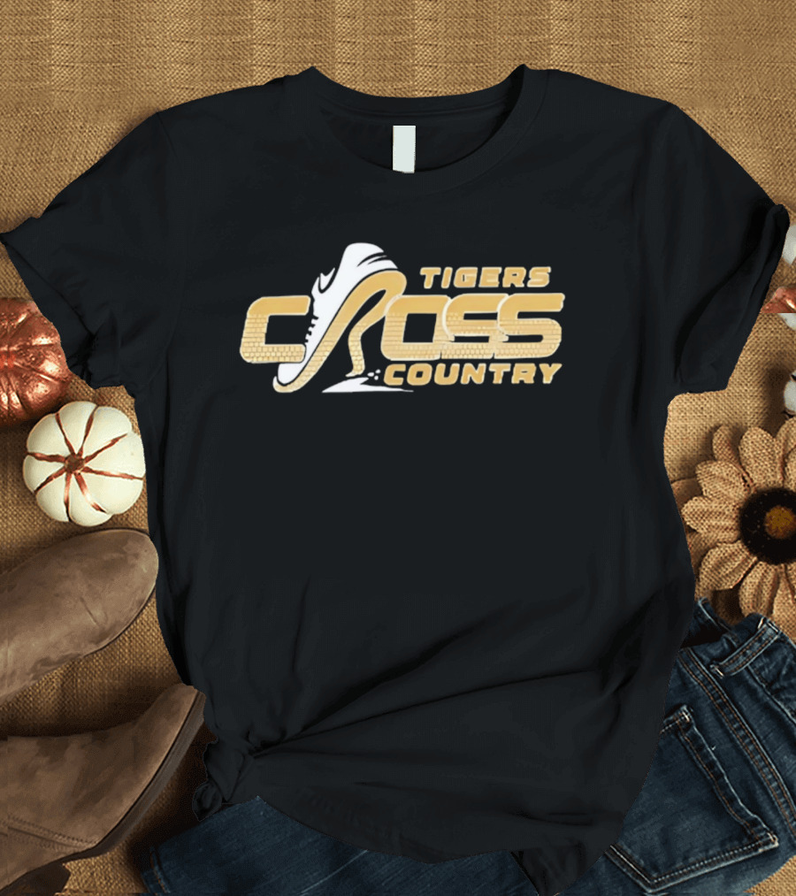 Tigers Cross Country Running Shoe Gold Brick Texture T-Shirt
