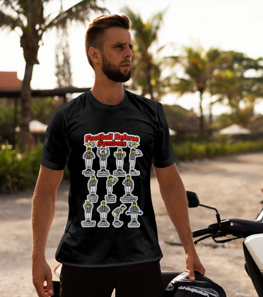 Football Referee Symbols Cartoon Referees Making Hand Signals T-Shirt