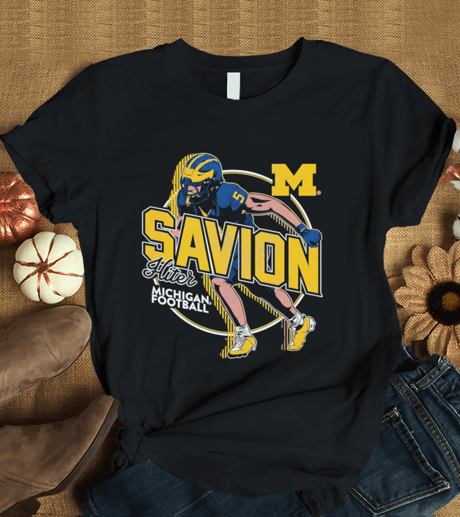 Michigan Wolverines Savion Hiter Number 5 Player Football M T-Shirt