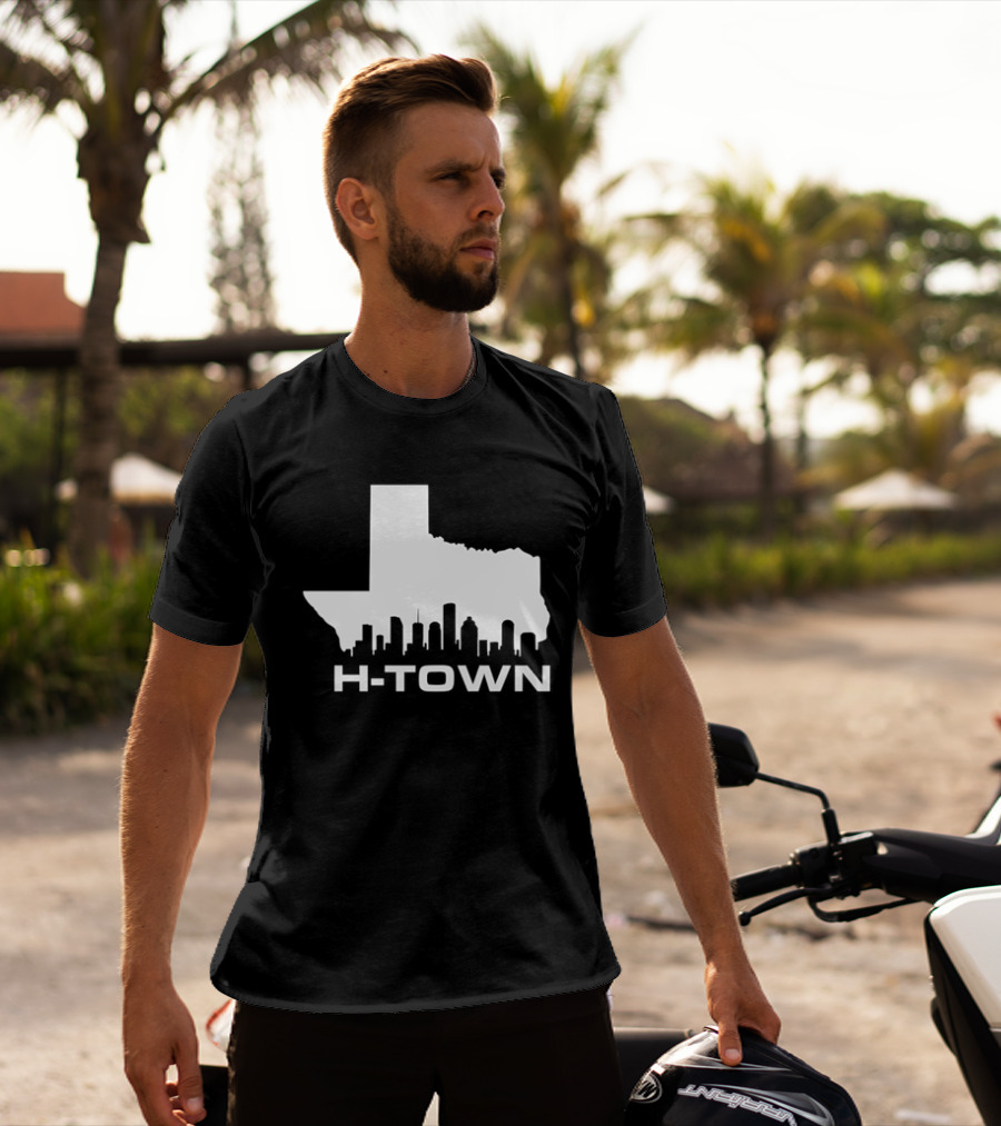H Town Texas Map Houston Skyline T-Shirt
