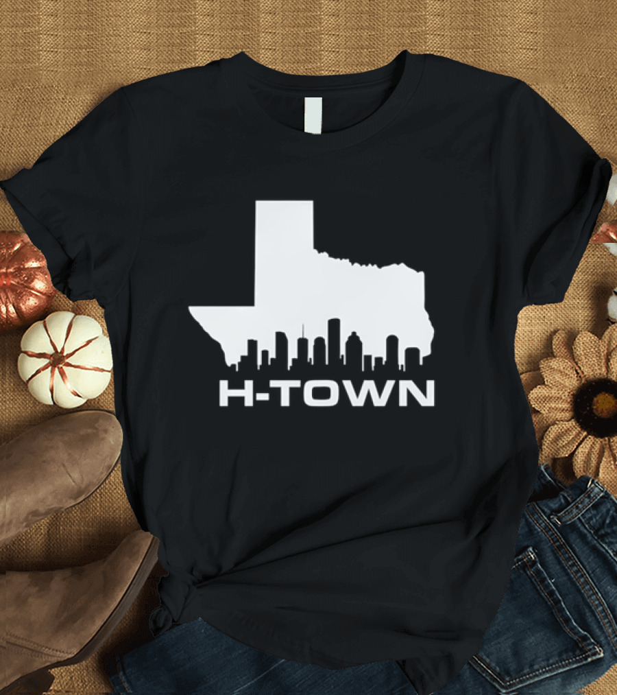 H Town Texas Map Houston Skyline T-Shirt