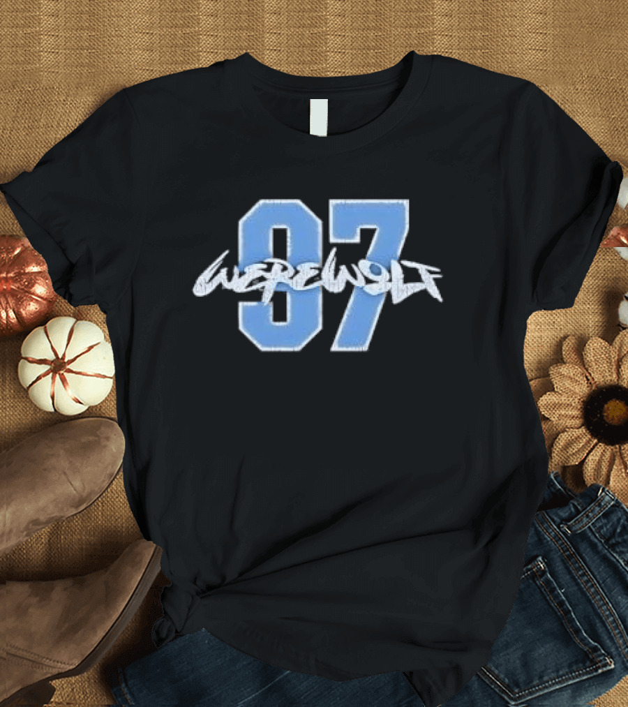Werewolf 97 Blue Athletic Jersey Number Distressed T-Shirt