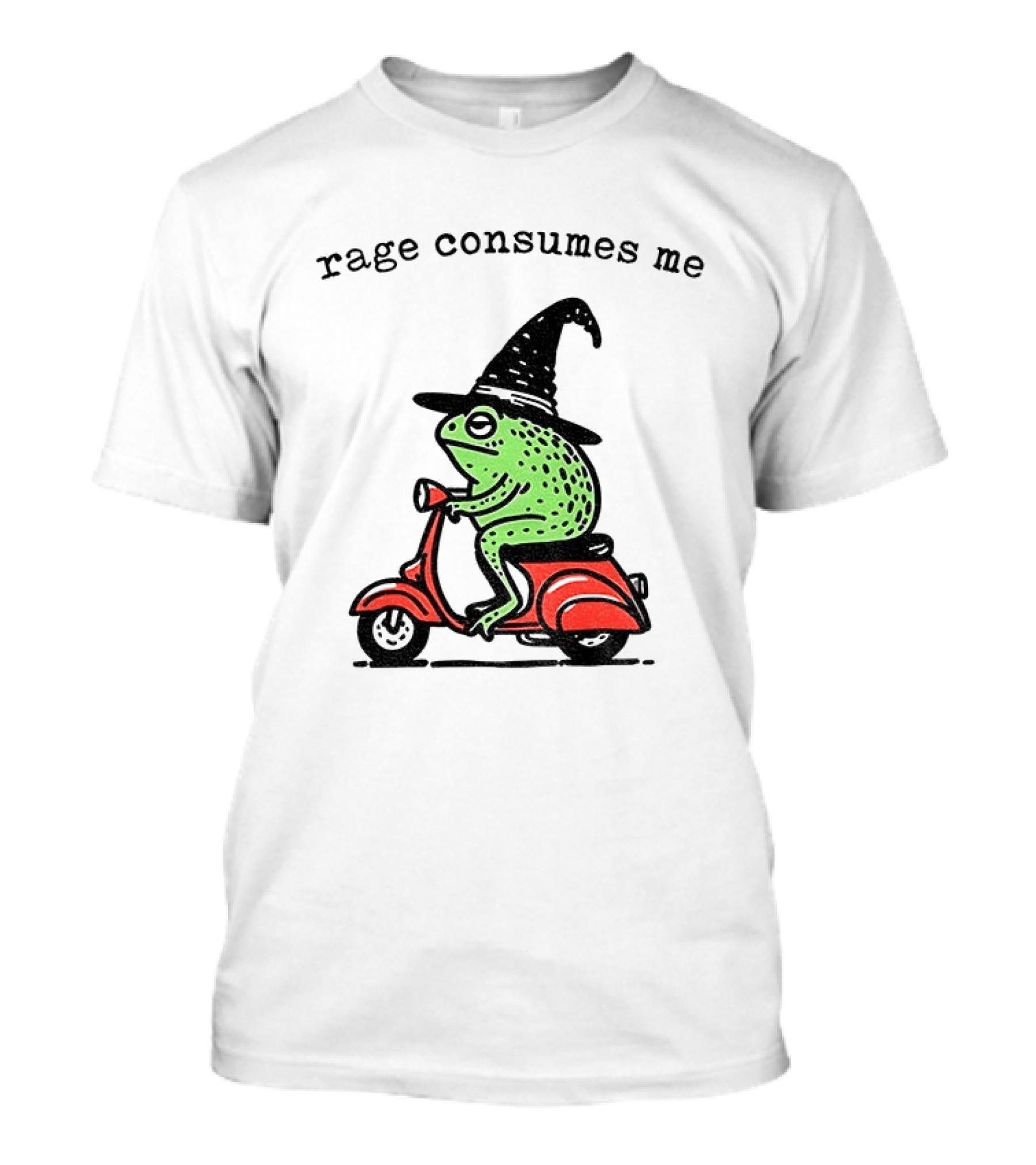 Rage Consumes Me Angry Wizard Frog Riding Scooter T-Shirt