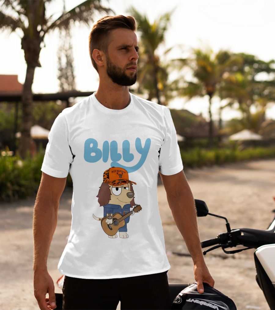 Billy Roy Electric Boomer Character With Guitar And Hat T-Shirt