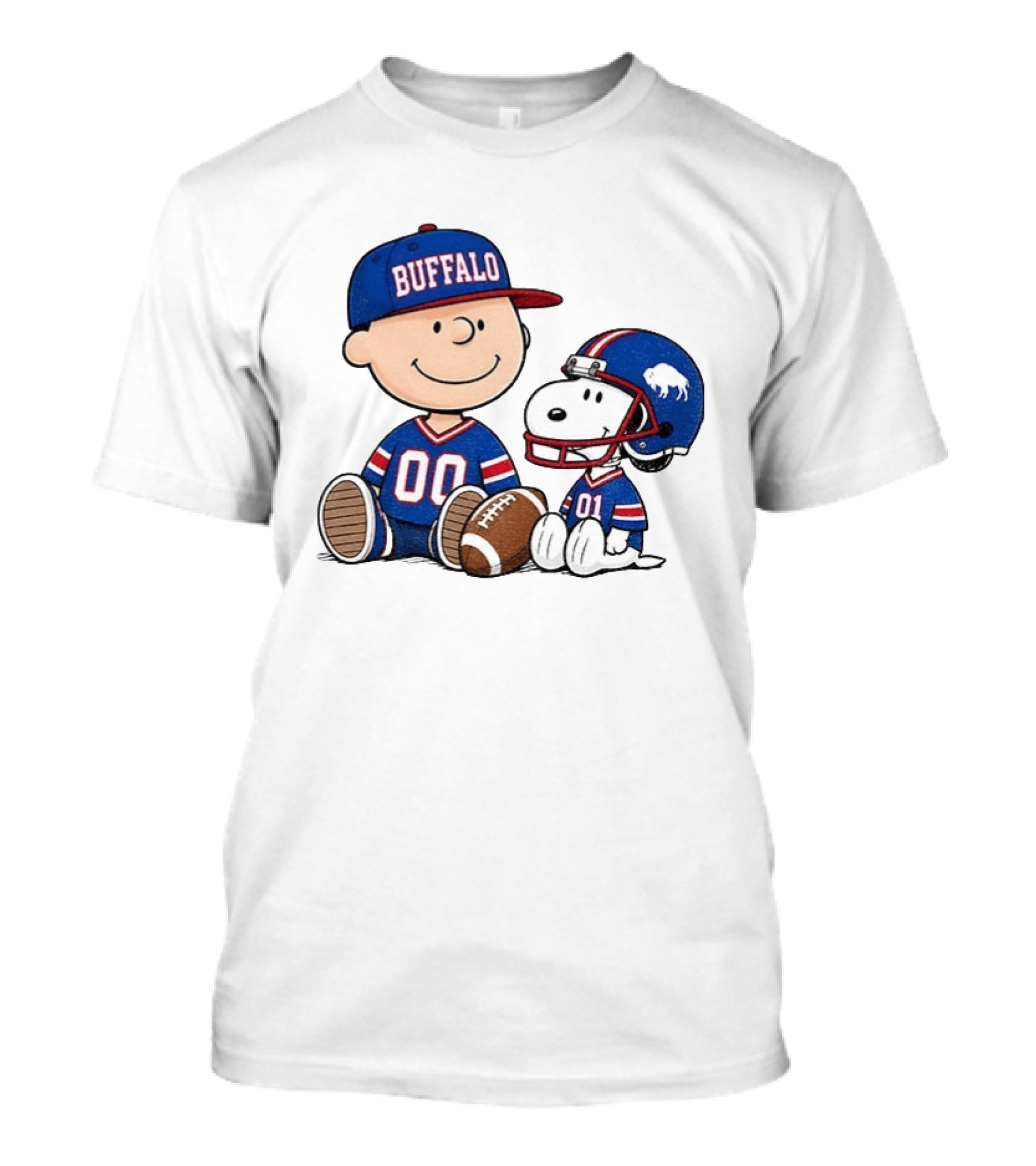 Charlie Brown Snoopy Buffalo 00 01 Football Team Cartoon Sports Fan Gear T-Shirt