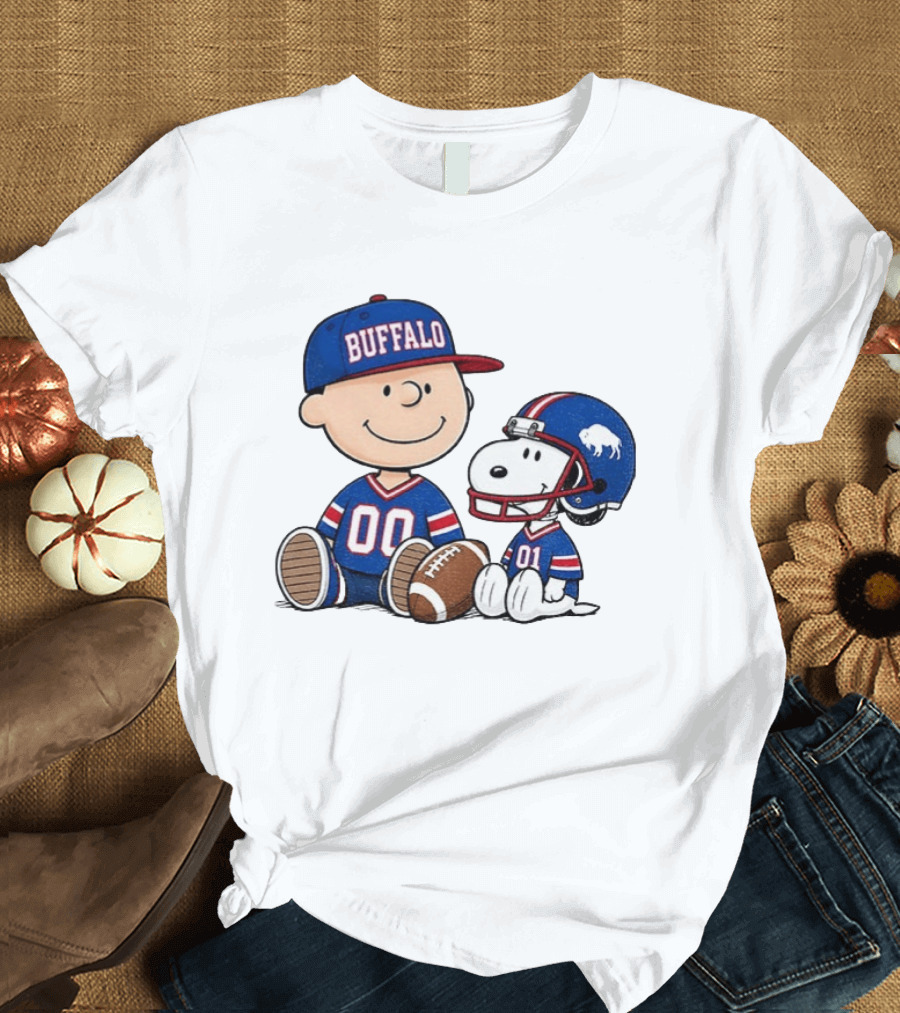 Charlie Brown Snoopy Buffalo 00 01 Football Team Cartoon Sports Fan Gear T-Shirt