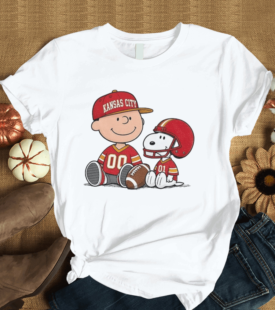 Kansas City Football With Charlie Brown And Snoopy Players T-Shirt