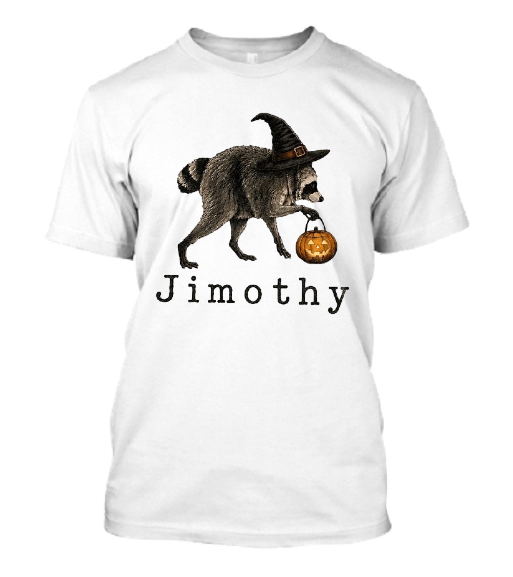 Jimothy Raccoon Witch Hat Pumpkin Candy Bucket T-Shirt