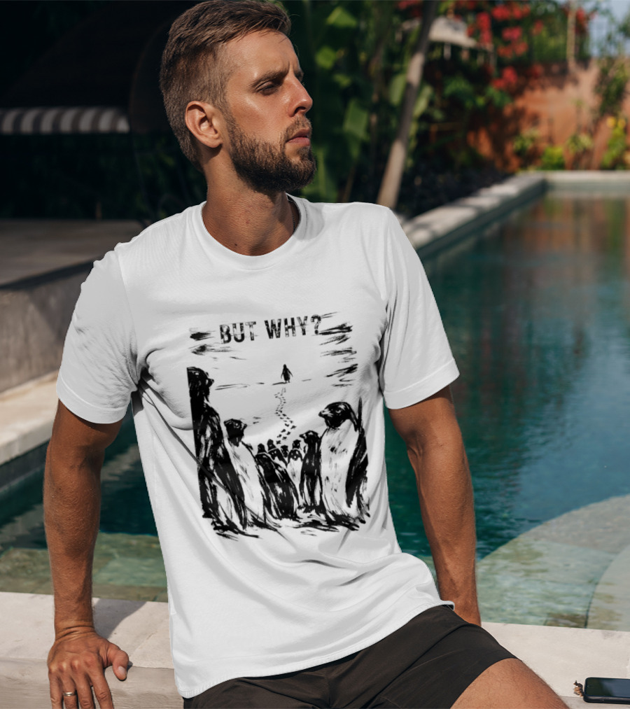 Nihilist Penguin But Why Snow Scene T-Shirt