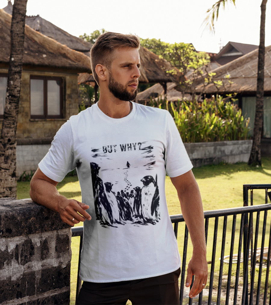 Nihilist Penguin But Why Snow Scene T-Shirt