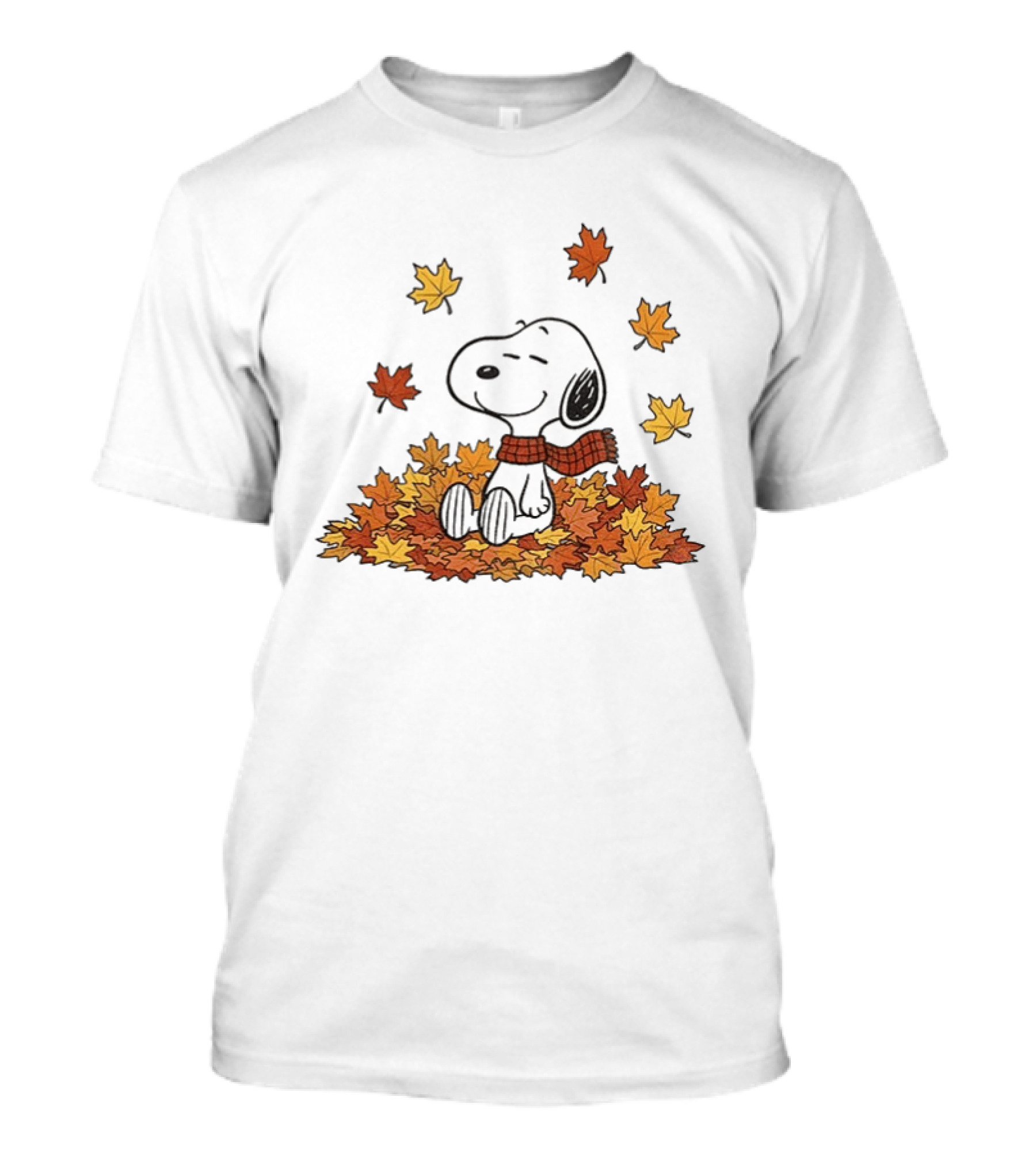 Snoopy Peanuts Autumn Leaves Fall Sitting Relaxing Scarf T-Shirt