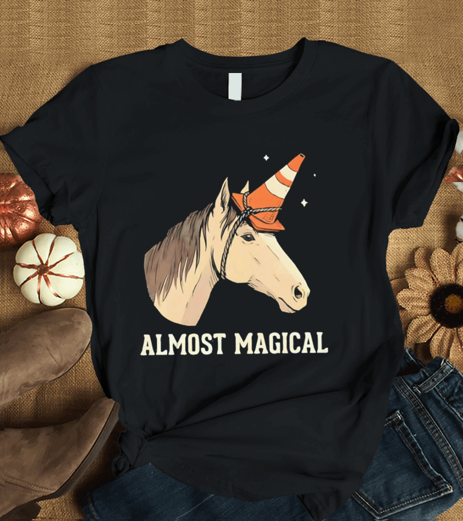 Almost Magical Horse With Traffic Cone Hat T-Shirt