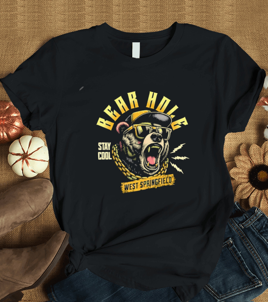 Bear Hole West Springfield Roaring Grizzly Stay Cool Sunglasses Cap Gold Chain T-Shirt