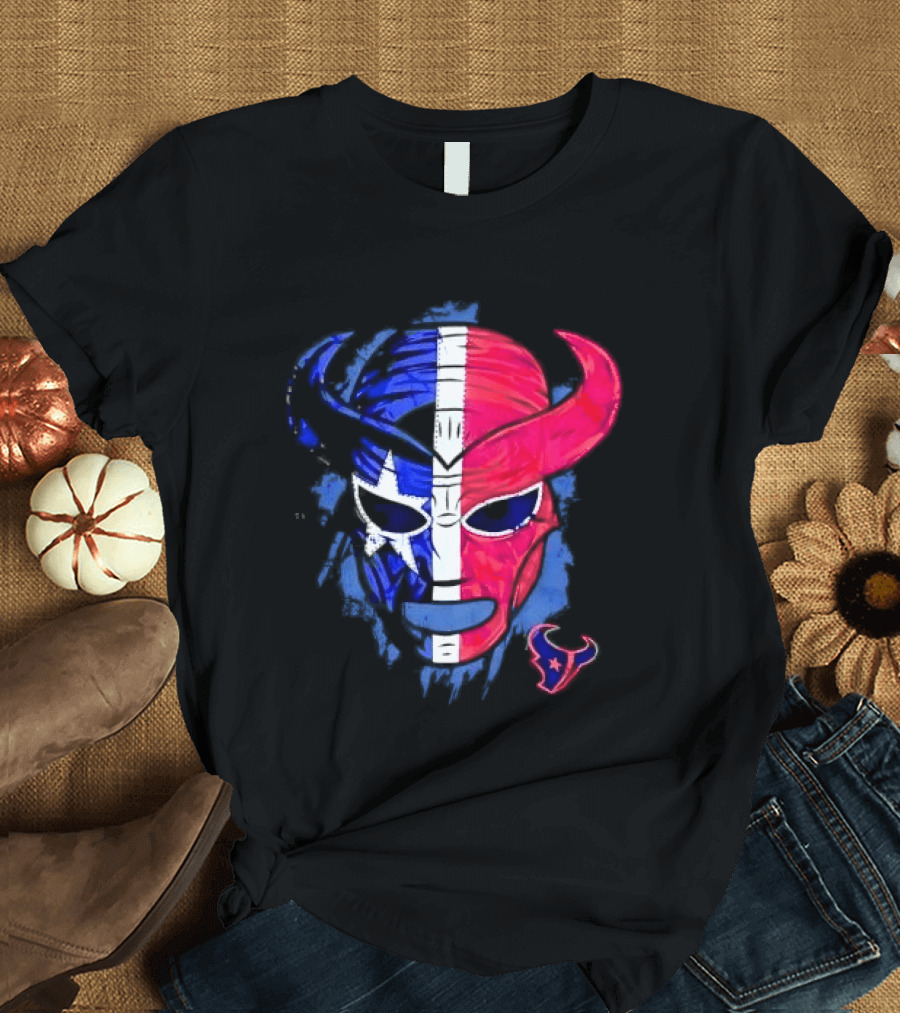 Houston Texans Distressed Lucha Libre Mask Texas Flag T-Shirt