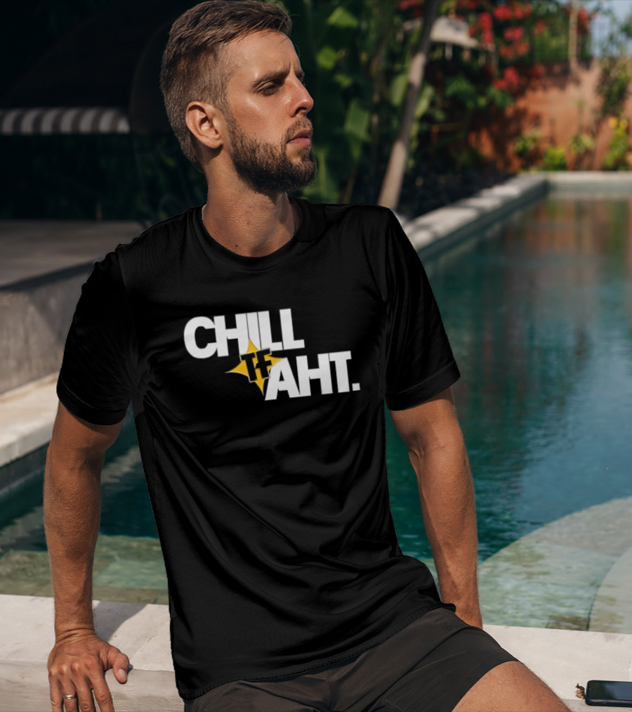 Chill Tf Aht 3D Block Lettering Yellow Pointed Star T-Shirt