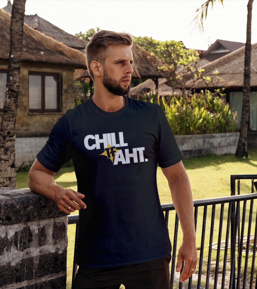Chill Tf Aht 3D Block Lettering Yellow Pointed Star T-Shirt
