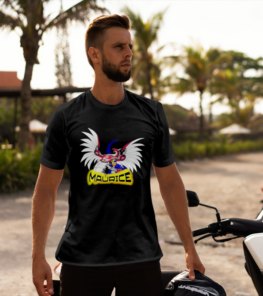 Maurice Cybernetic Dragon Winged Anime Duelist Trading Card Yellow T-Shirt
