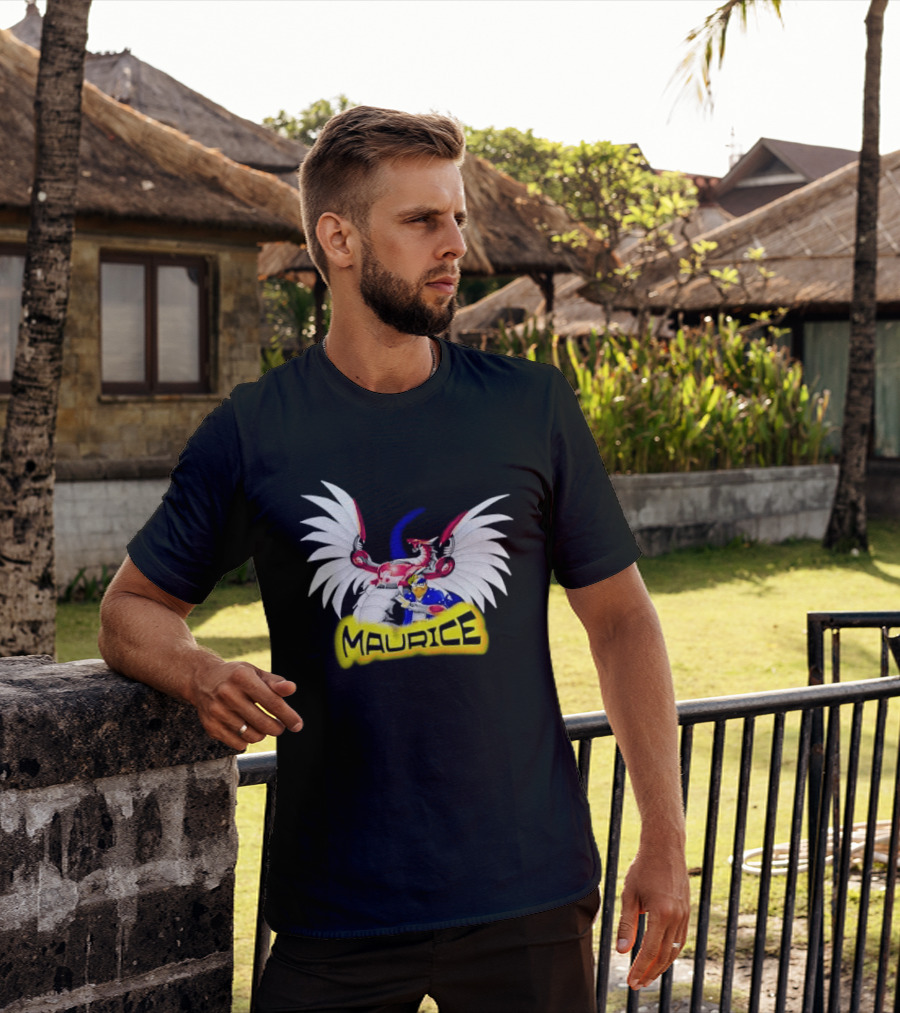 Maurice Cybernetic Dragon Winged Anime Duelist Trading Card Yellow T-Shirt