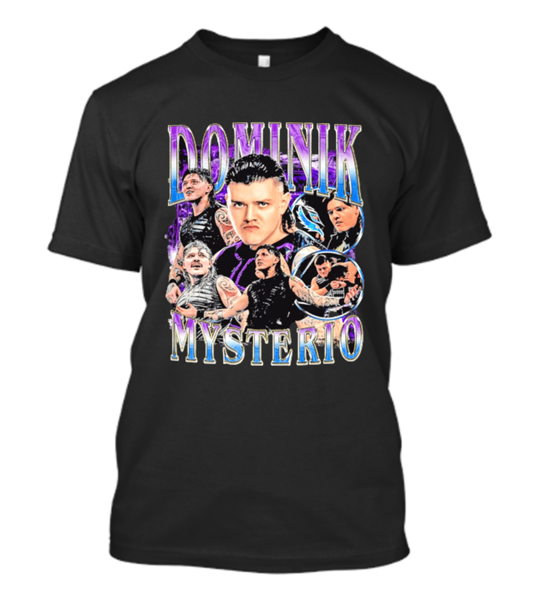Dominik Mysterio Wrestler Photo Collage Metallic Gradient T-Shirt