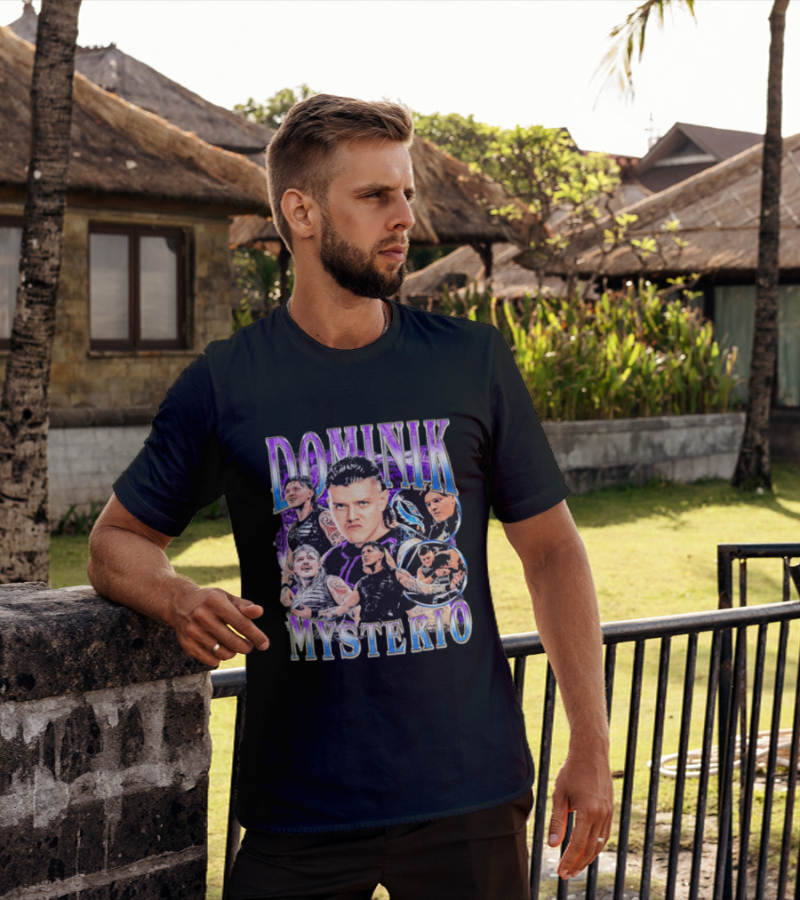 Dominik Mysterio Wrestler Photo Collage Metallic Gradient T-Shirt
