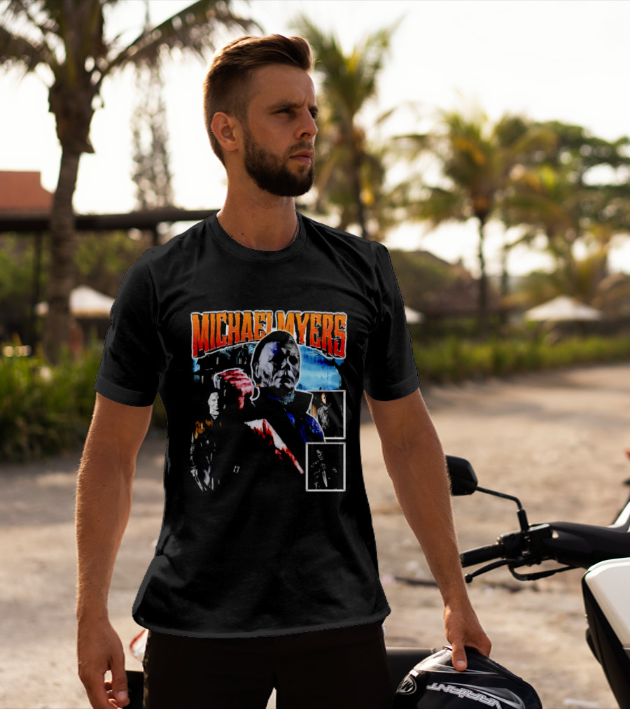 Michael Myers Bootleg Collage Mask Bloody Knife House T-Shirt