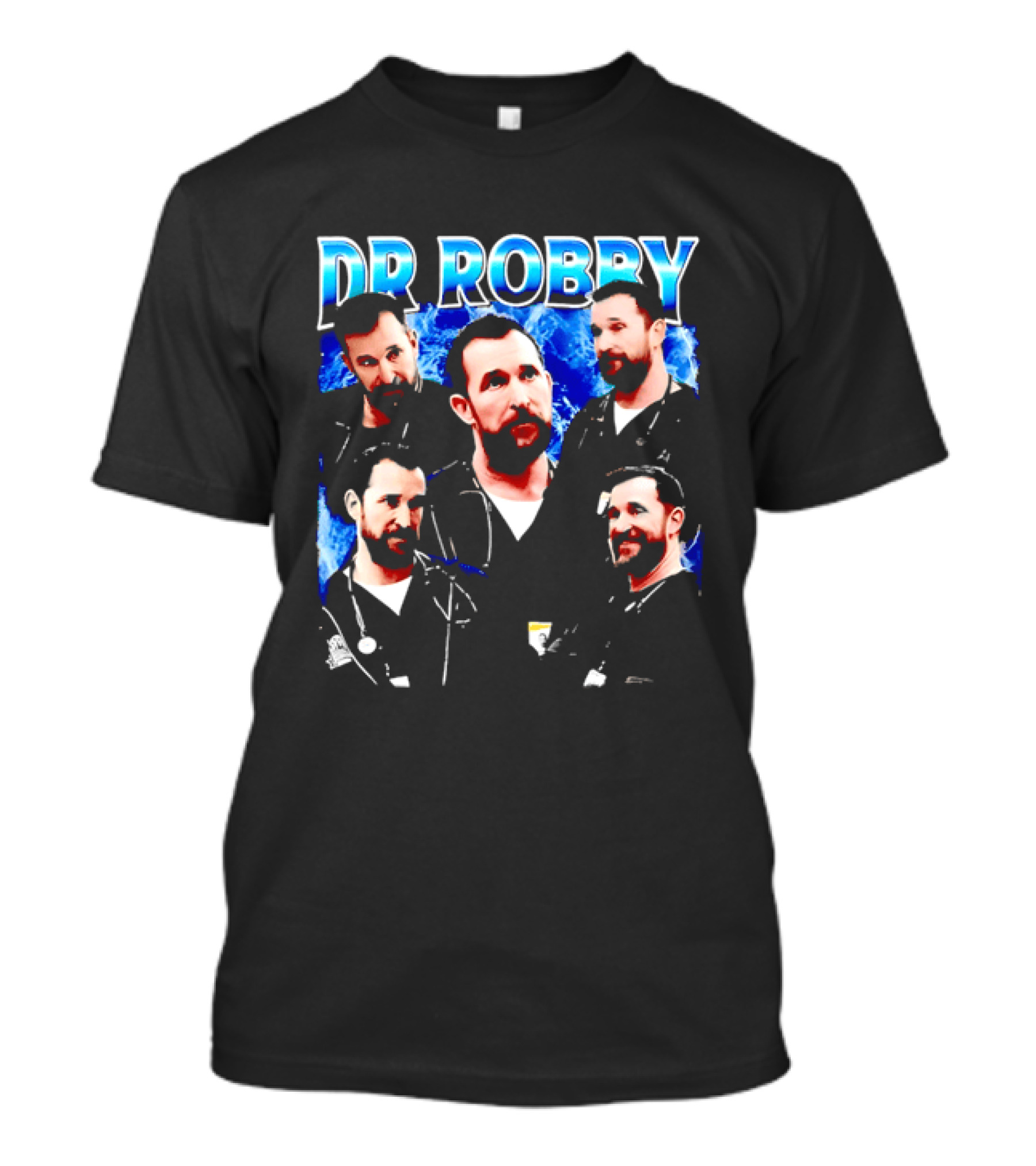 Dr Robby Bearded Male Doctor Scrubs Stethoscope Photo Collage T-Shirt