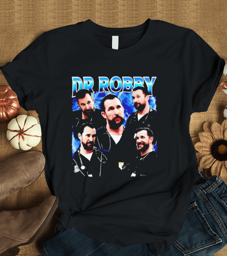 Dr Robby Bearded Male Doctor Scrubs Stethoscope Photo Collage T-Shirt