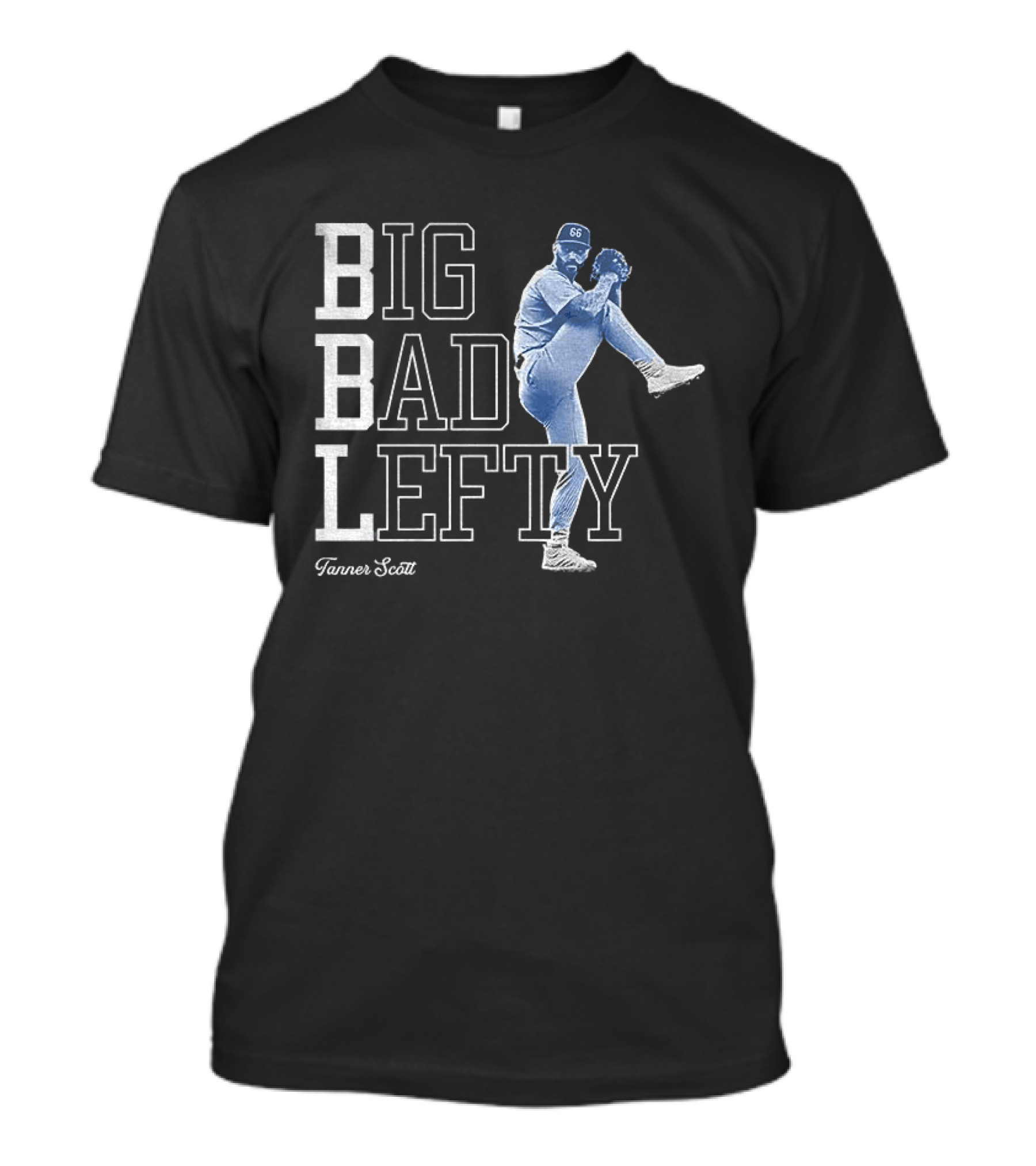 Miguel Rojas Wearing Tanner Scott Big Bad Lefty 66 T-Shirt