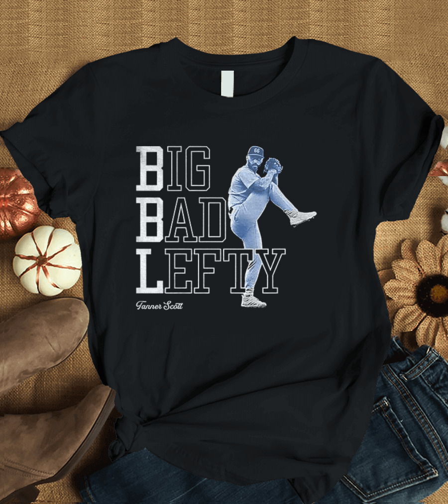 Miguel Rojas Wearing Tanner Scott Big Bad Lefty 66 T-Shirt