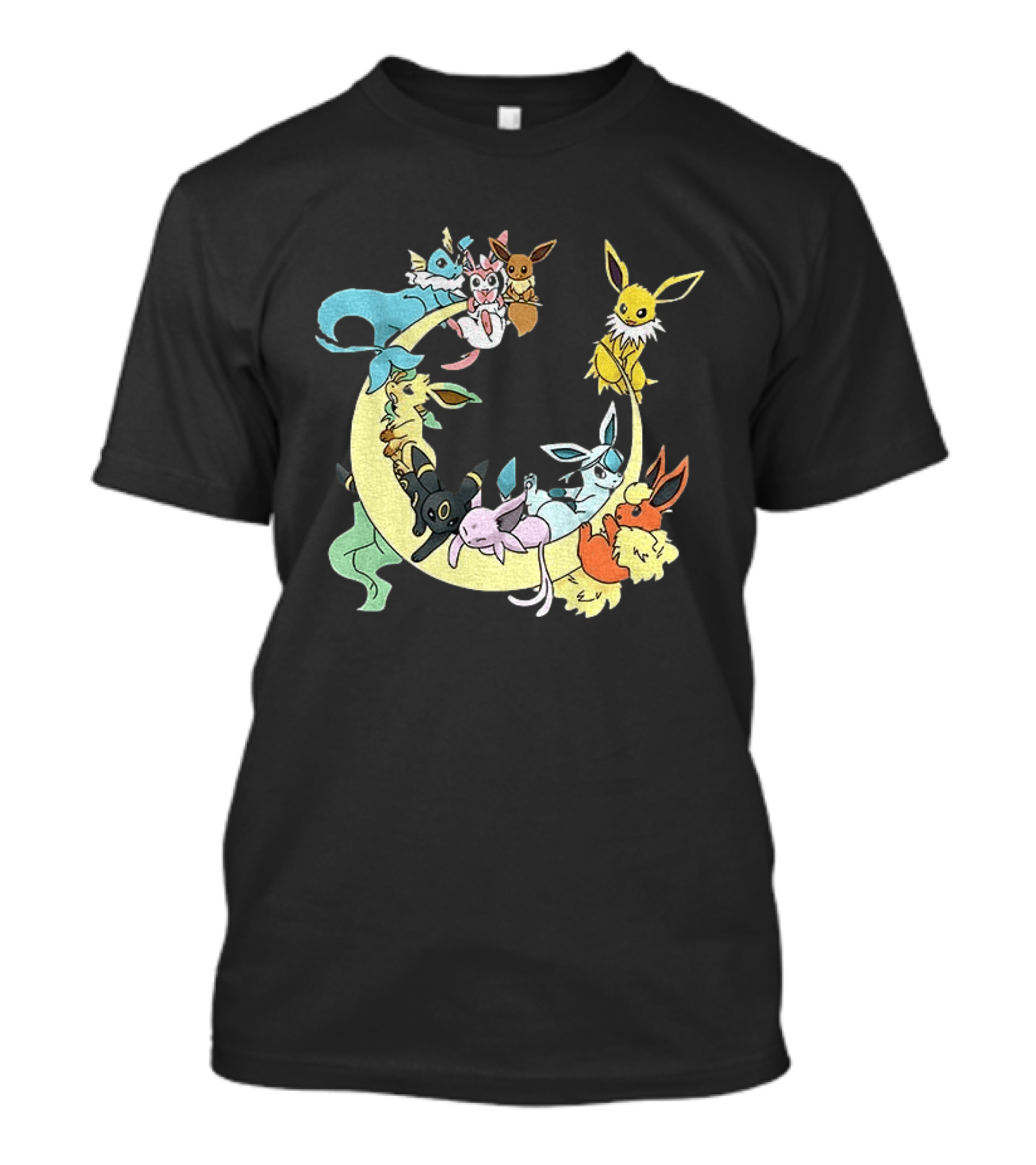 Eevee Evolutions Sylveon Umbreon Flareon Jolteon Vaporeon Espeon Leafeon Glaceon T-Shirt