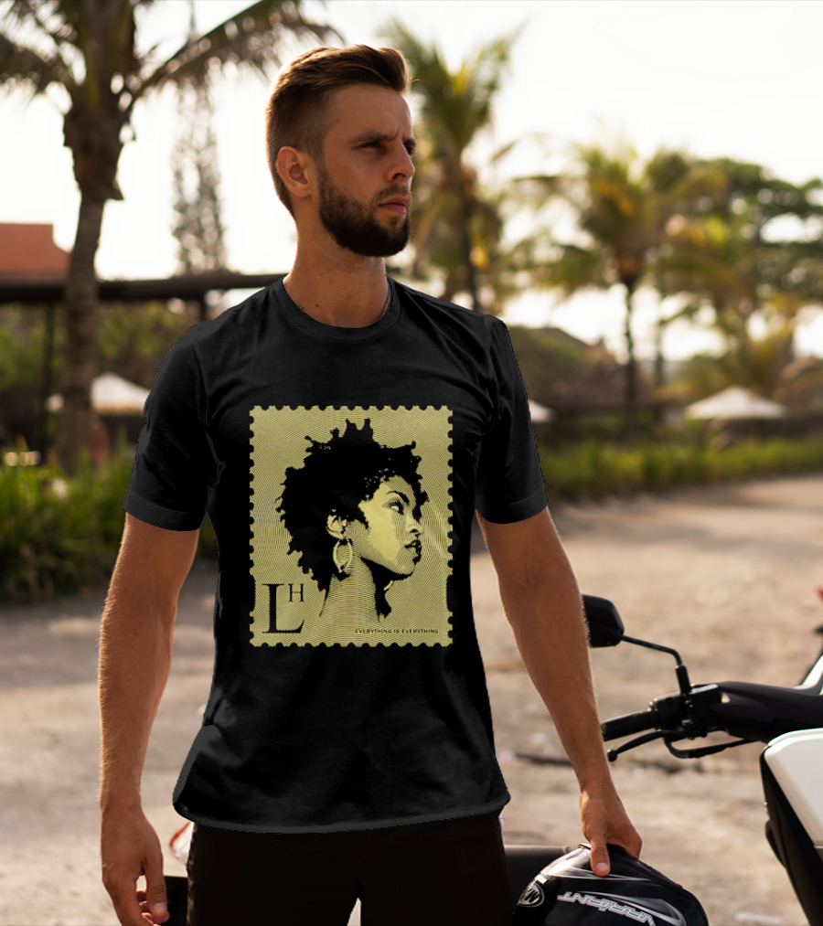 Everything Is Lh Gold Line Afro Woman Stamp T-Shirt