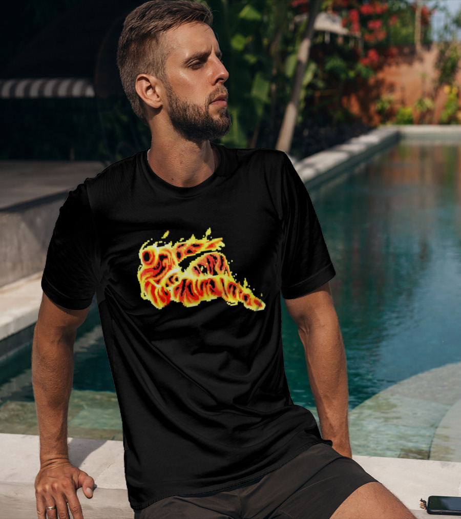 Fiery Waves Of Burning Flame Blaze In Yellow Orange Red Hues T-Shirt