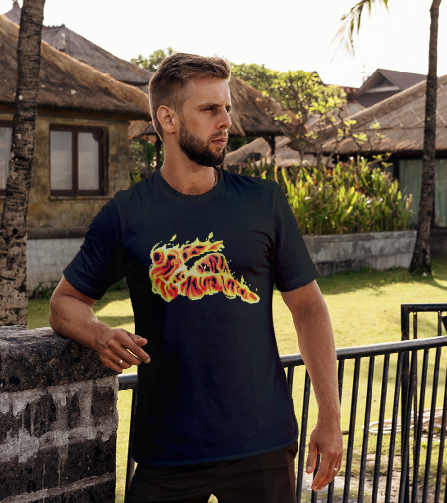 Fiery Waves Of Burning Flame Blaze In Yellow Orange Red Hues T-Shirt