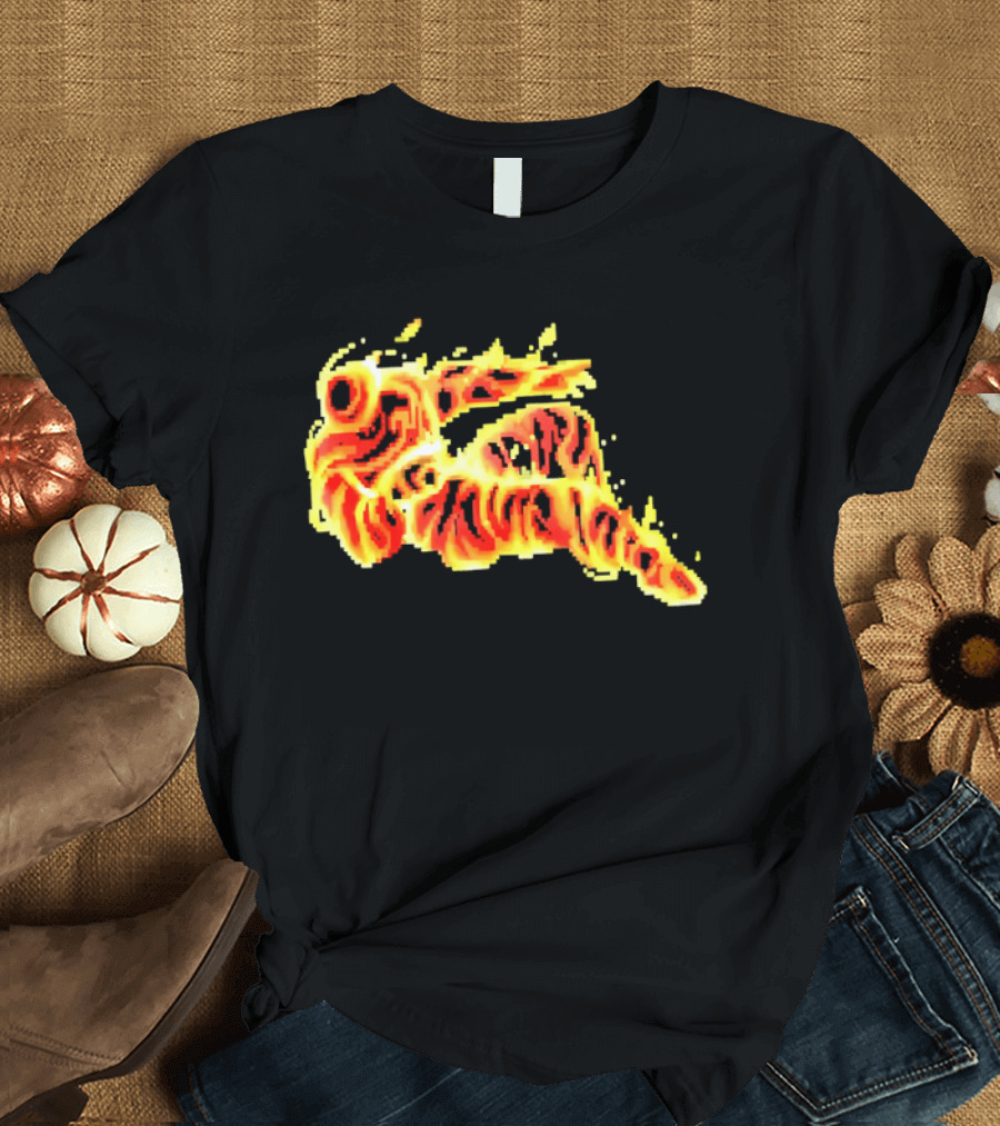 Fiery Waves Of Burning Flame Blaze In Yellow Orange Red Hues T-Shirt