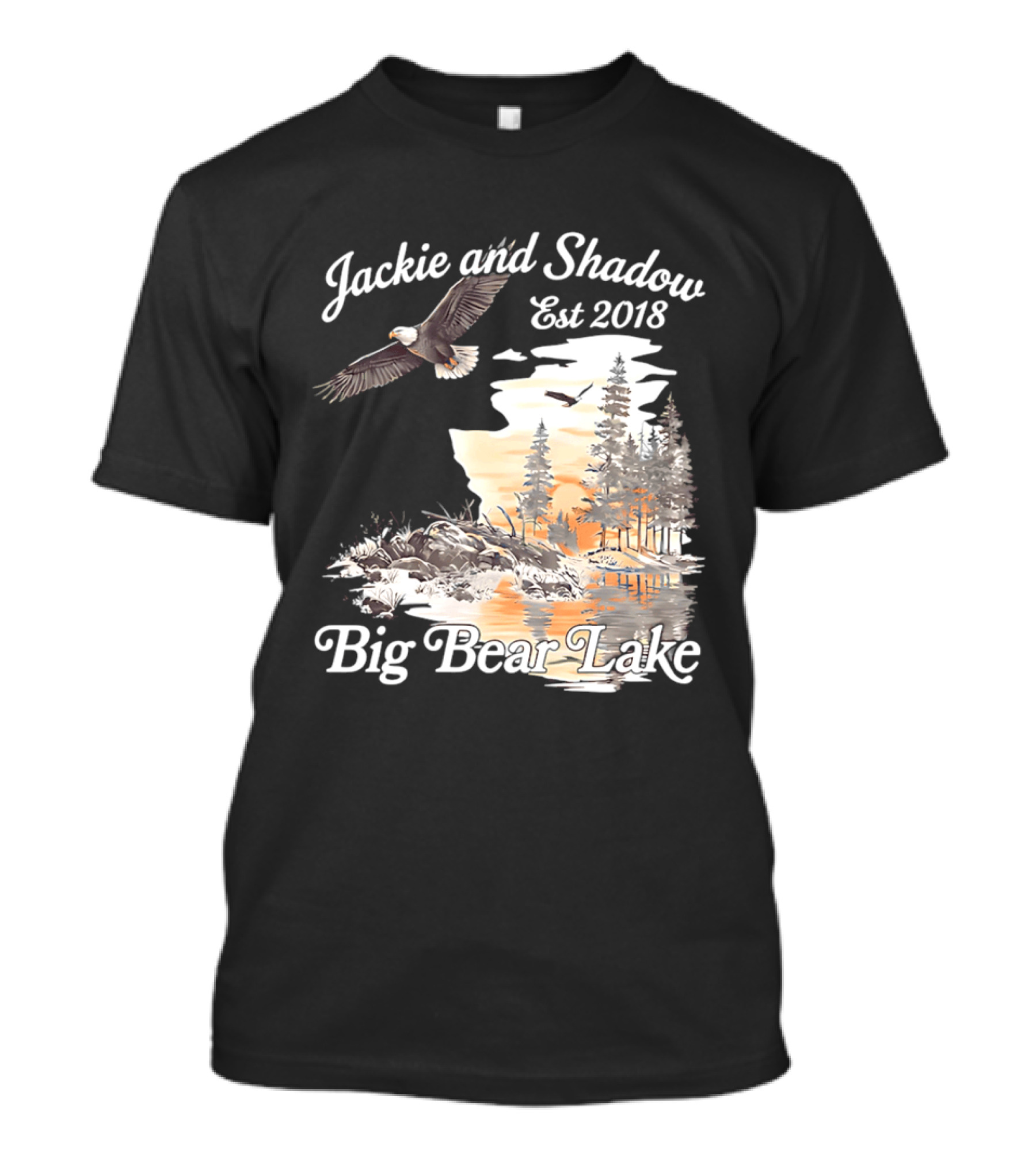 Jackie And Shadow Est 2018 Big Bear Lake Bald Eagles Family Scenic Nature T-Shirt