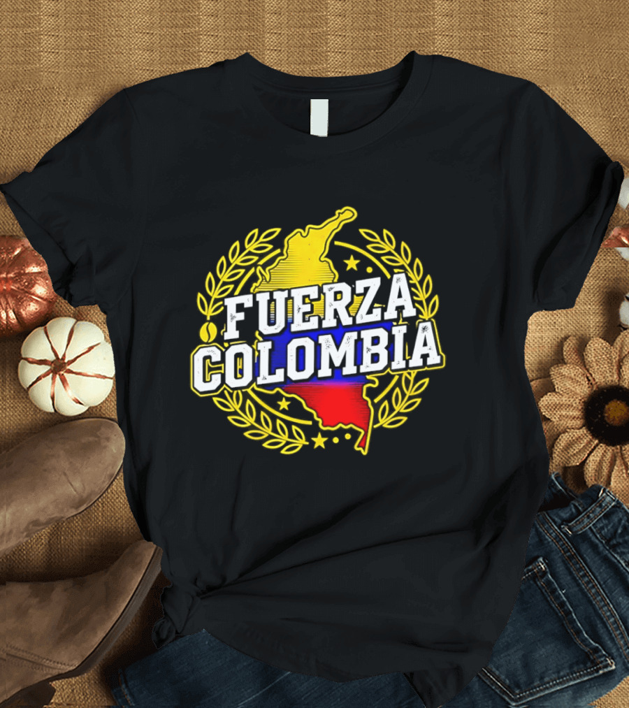 Fuerza Colombia Earthquake Relief Support Colombian Pride Map T-Shirt
