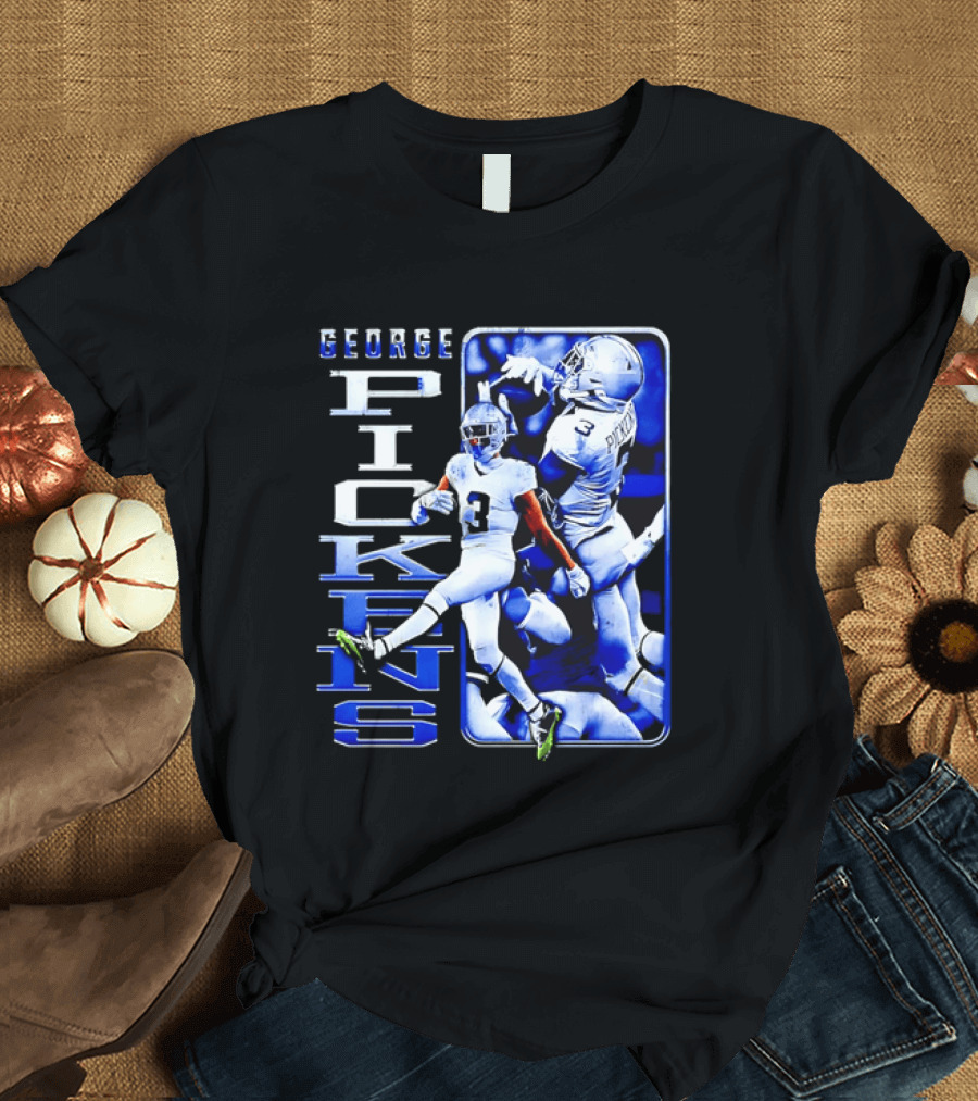 George Pickens Football Catching Collage Blue T-Shirt