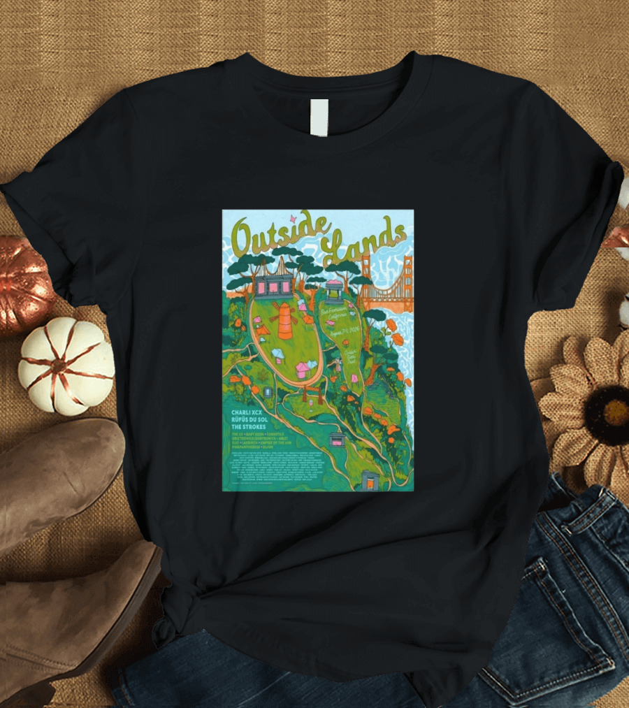 Outside Lands San Francisco August 7 9 2026 Golden Gate Park Charli XCX Rufus Du Sol The Strokes T-Shirt